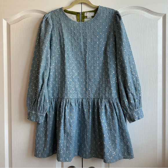 Never Fully Dressed | NWOT - Minnie Distressed Sequin Denim Dress - Size 10 - Picture 5 of 13
